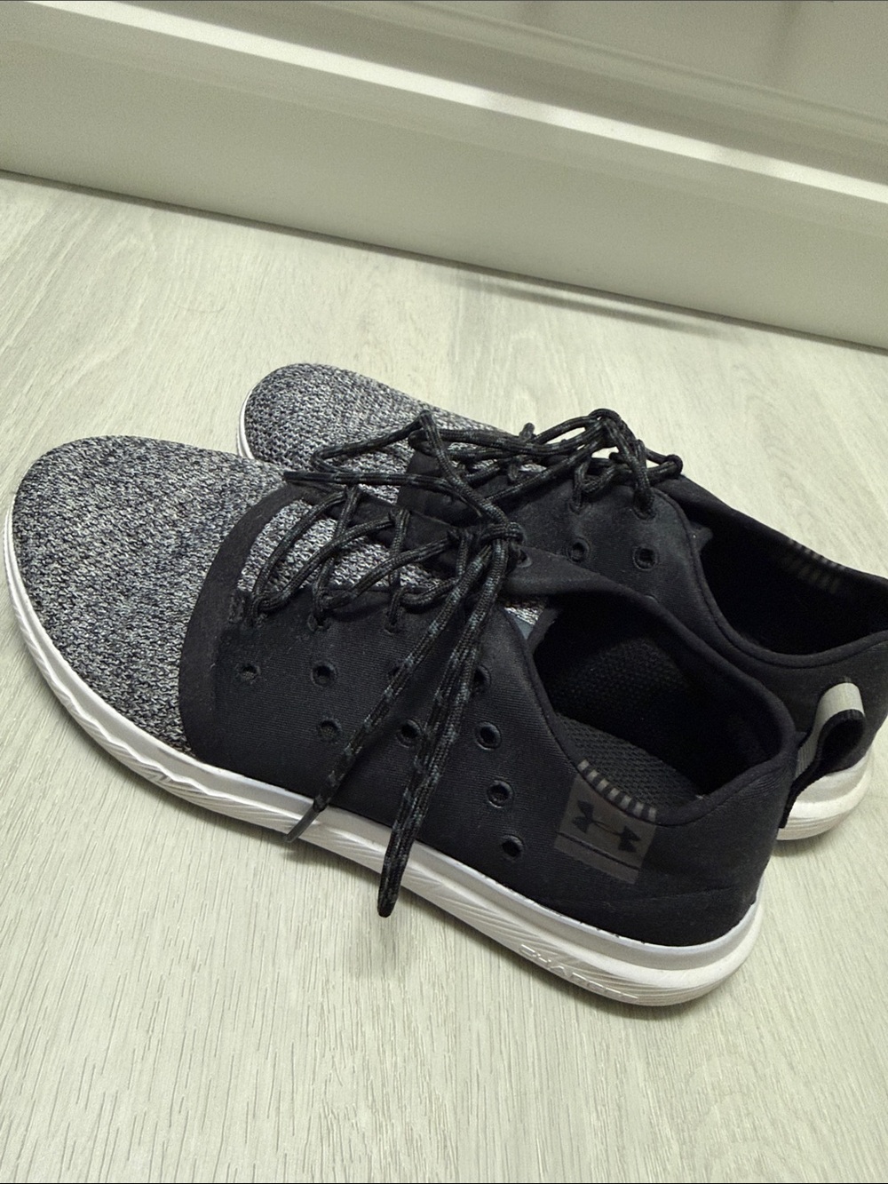 Under Armour Black and Gray Knit Slip-On Sneakers - Picture 2 of 4